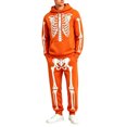 thumbnail image 1 of Yuncity Men Two Piece Outfits Sets Halloween Theme Skeleton Graphic Print Pullover Long Sleeve Jogger Pants Sweatsuit Casual Comfortable Hoodie Set Tracksuit Size Xxxl Orange, 1 of 8
