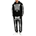 thumbnail image 1 of Yuncity Men Two Piece Outfits Sets Halloween Theme Skeleton Graphic Print Pullover Long Sleeve Jogger Pants Sweatsuit Casual Comfortable Hoodie Set Tracksuit Size L Black, 1 of 8