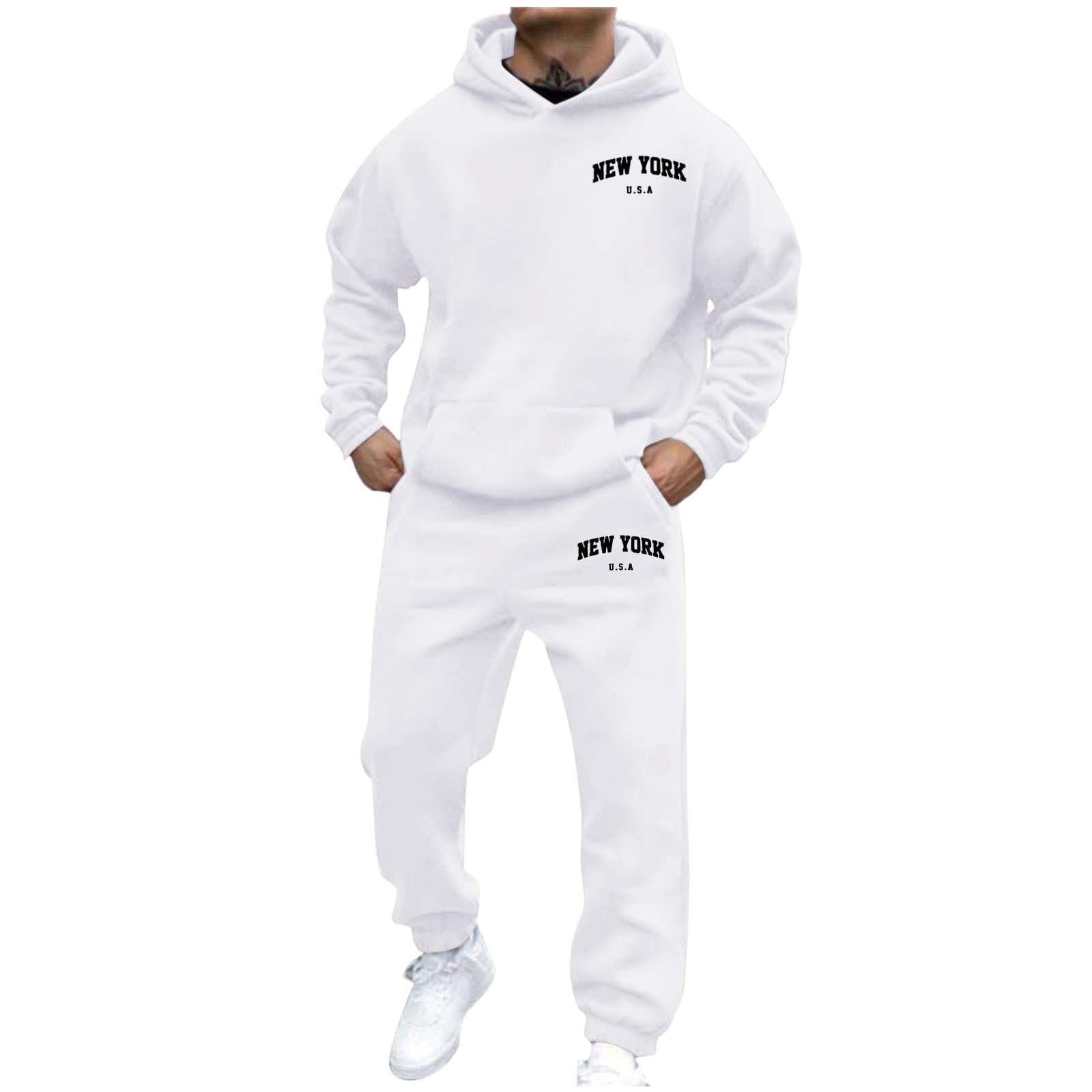 Yuncity Men's Fashion Hoodies Sweatshirts Trendy Streetwear Set