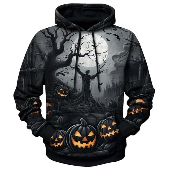 Yuncity Men's Halloween Hoodies 3D Realistic Printed Casual Long Sleeve Hoodie For Men Xxl