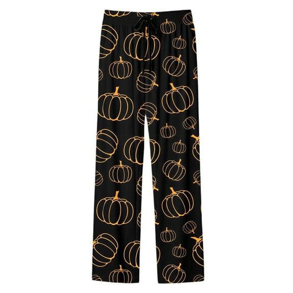 Yuncity Men's Halloween Pajama Pants Casual Hallowmas Comfortable Relaxed Fit Soft Breathable for Home and Sleep Pjs Pants Black M
