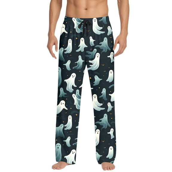 Yuncity Men's Halloween Pajama Pants Casual Hallowmas Comfortable Relaxed Fit Soft Breathable for Home and Sleep Pjs Pants Blue Xxl