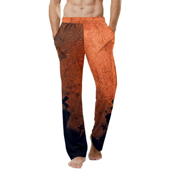 Yuncity Men's Halloween Pajama Pants Pumpkin Casual Leisure Homewear Pyjamas Pants L