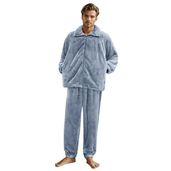 Yuncity Men's Pajama Sets Home Plushwinter With Warm Pockets Set Pjs Men Pajama Set L