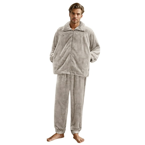 Yuncity Men's Pajama Sets Home Plushwinter With Warm Pockets Set Pjs Men Pajama Set Xl