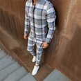 thumbnail image 1 of Yuncity Mens 2 Piece Tracksuit Outfits Slim Fit Sweatshirts Casual Plaid Zipper Pocket Coat Drawstring Pocket Pants Set Fall Long Sleeve Hoodies Sets Size Xxl Grey, 1 of 7