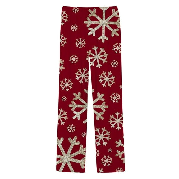 Yuncity Mens Christmas Pajama Pants Casual Long Thickened Suit Pants Snowflake Snowman Deer Homewear Watermelon Red Xxl