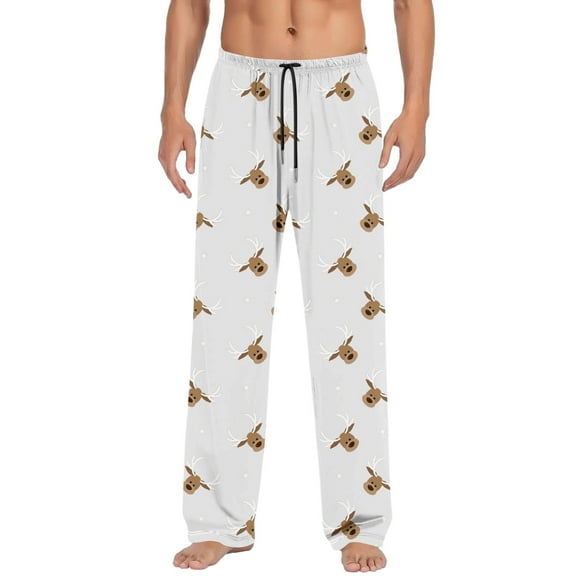 Yuncity Mens Christmas Pajama Pants Male Drawstring With Pocket Xmas Printed Casual Sleeping Pants Snowflake Snowman Deer Sleepwear White Xxl
