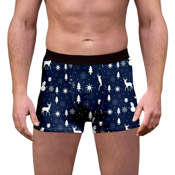 Yuncity Mens Christmas Underwear Boxer Briefs Print Mid Rise Briefs Soft Breathable With Comfortable Elastic Waistband Holiday Season Men Underpants Yellow Xxl