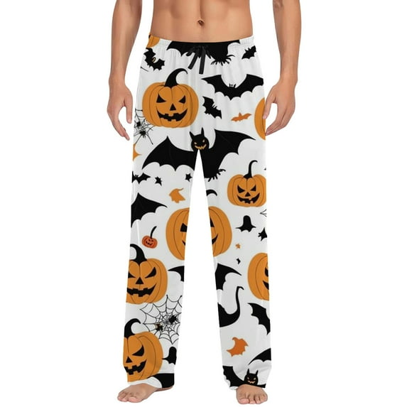 Yuncity Mens Halloween Pajama Pants Casual Hallowmas Sleep With Drawstring and Pockets Comfortable Relaxed Fit Long for Everyday Wear Sleep Pants White M