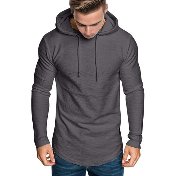Yuncity Mens Hoodie Autumn Winter Fashion Casual Loose Fit Large Hooded Pullover Sweater Top M Grey Hoodies Men