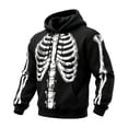 thumbnail image 1 of Yuncity Mens Hoodie Fall Winter Long Sleeve Fashion Casual Letter Skeleton Print Pullover Hoodies Sweatshirt Size L Black, 1 of 5