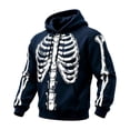 thumbnail image 1 of Yuncity Mens Hoodie Fall Winter Long Sleeve Fashion Casual Letter Skeleton Print Pullover Hoodies Sweatshirt Size S Blue, 1 of 4