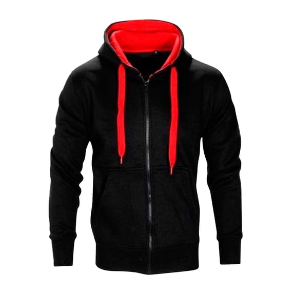 Yuncity Mens Hoodie Zip Up Casual Sweatshirts Stylish Slim Fit Hip Hop Fashion Hooded Tops Hoodies For Men,Black Xl