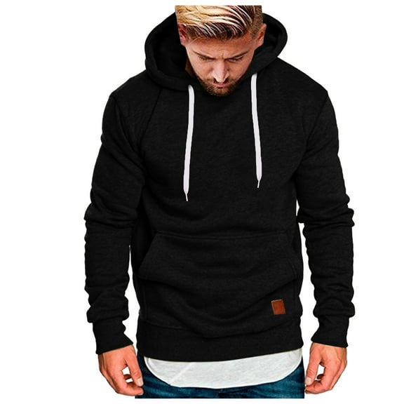 Yuncity Mens Hoodies Casual Splicing Large Size Sweatshirts Hoodie For Men,Black Xxl