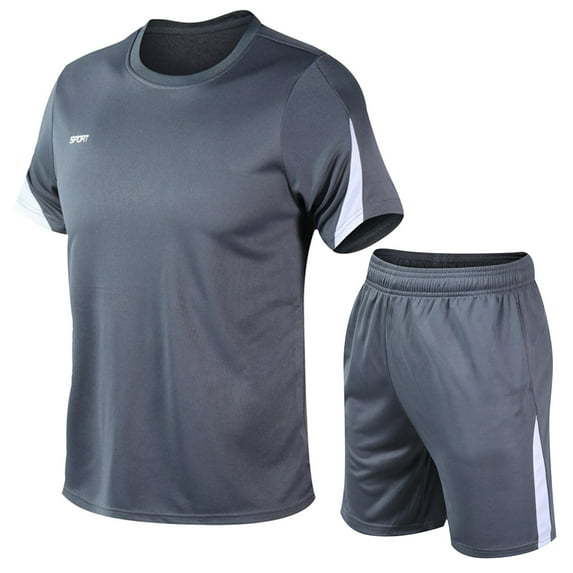 Yuncity Mens Pajamas Set Outdoor Sports Quick Drying Short Sleeved Shorts Running Casual Two Piece Set Sleepwear Men Loungewear L
