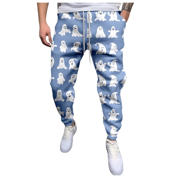 Yuncity Mens Pants Casual Halloween Printed Trendy Sweatpants Casual Loose Comfortable Sports Men's Pants Xxl