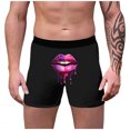 thumbnail image 1 of Yuncity Mens Valentines Day Boxer Briefs Underwear 3D Lip Print Breathable Personality Fashion Comfy Underpants Black L, 1 of 4
