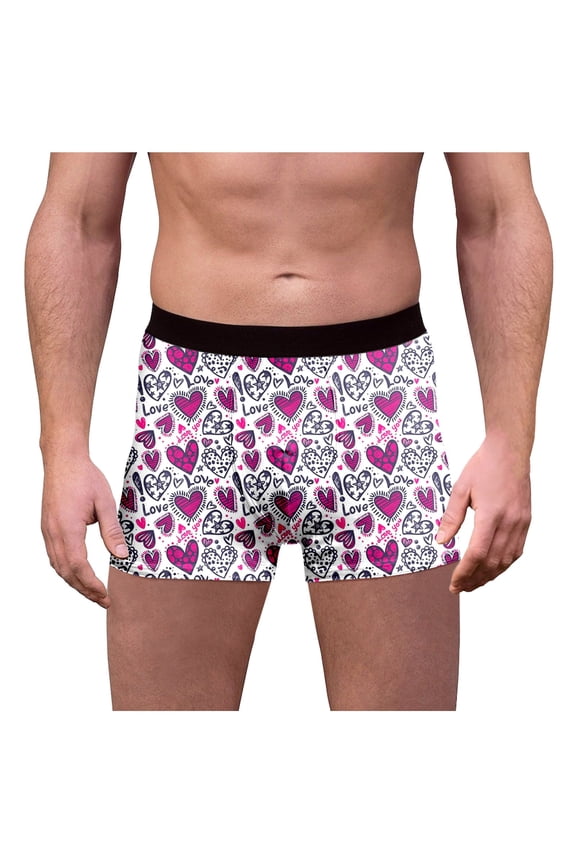 Mens Valentines Day Boxer Briefs Underwear Funny Lips Print Skin-Friendly Underpants Purple M