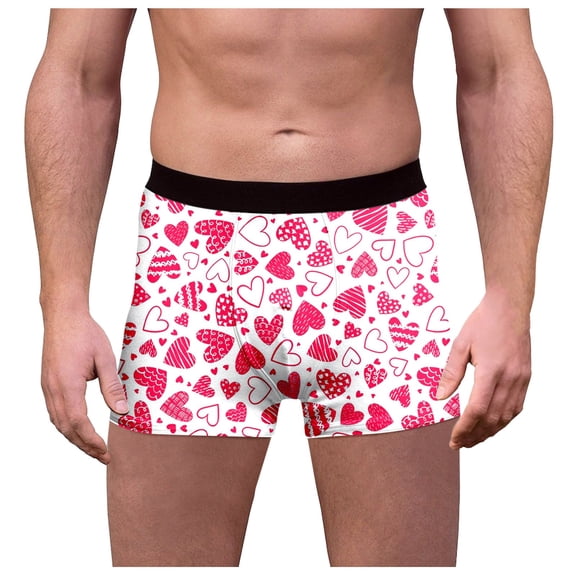 Yuncity Mens Valentines Day Boxer Briefs Underwear Funny Lips Print Soft Underpants Pink Xxxl