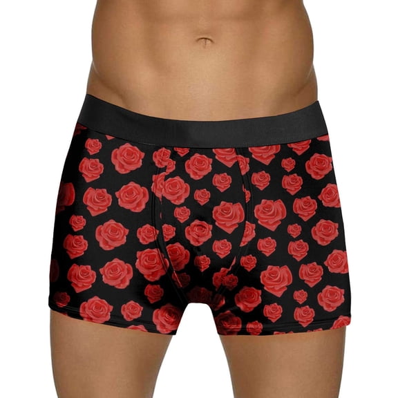 Yuncity Mens Valentines Day Boxer Briefs Underwear Printed Red Bubble Love Rose Shorts Mid Waist Breathable Underpants Pink Xxl