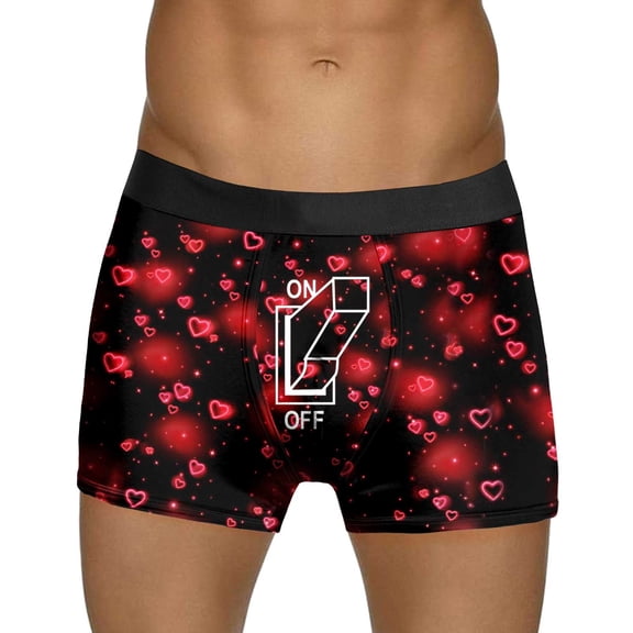 Yuncity Mens Valentines Day Boxer Briefs Underwear Printed Red Bubble Love Rose Shorts Mid Waist Soft Underpants Black L