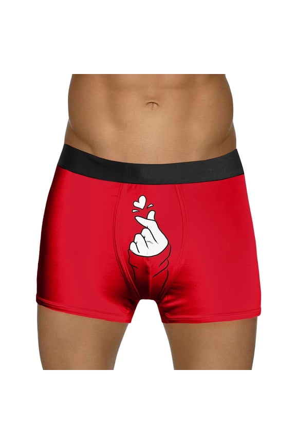 Mens Valentines Day Boxer Briefs Underwear Printed Red Bubble Love Rose Shorts Mid Waist Soft Underpants Red L