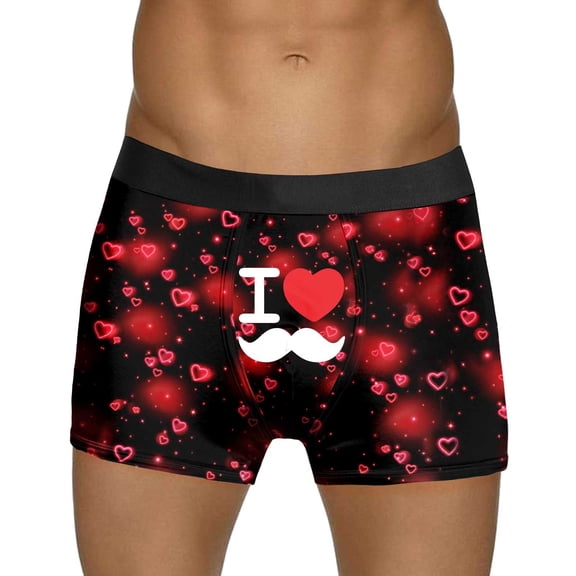 Yuncity Mens Valentines Day Boxer Briefs Underwear Printed Red Bubble Love Rose Shorts Mid Waist Soft Underpants Red S