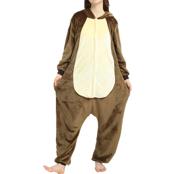 Yuncity Onesie Pajamas For Women Cartoon Animal Conjoined Couple Pjs Womens Pajamas Brown Xl