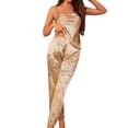 thumbnail image 1 of Yuncity Pajama Sets For Women Silk Satin 2 Piece Summer Sleeveless Cami Top And Pants Pjs Sleepwear Loungewear Nightwear,Size S-Xl Beige, 1 of 4