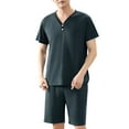 thumbnail image 1 of Yuncity Pajamas For Men Soft Short Sleeve Short Pants With Pockets Two Piece Pajamas Nightwear Men's Pajama Sets M, 1 of 5
