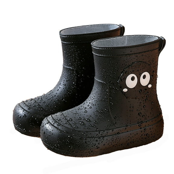 Yuncity Rain Boots For Girls Boys Children Female Elastic Mouth Textured Soles Non- Light Comfortable Rain Shoes Primary School Boots Footwear Black 6-7 Years
