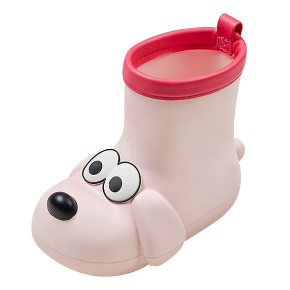 Yuncity Rain Boots For Kids Ankle Water Shoes Waterproof Cute Cartoon Dog Non- Outdoor Daily And Rainy Days Wear Unisex Toddler Boots Size 2.5-3 Years Pink
