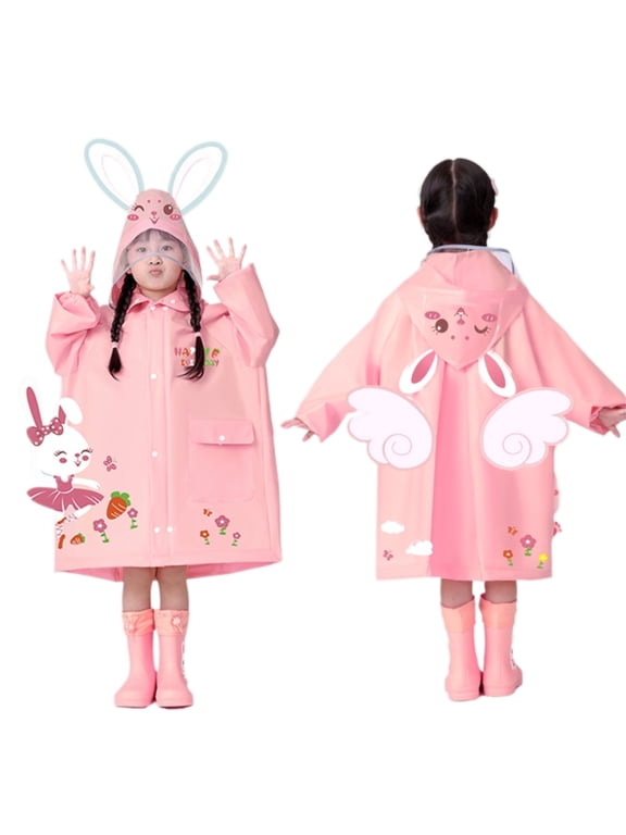 Rain Coats For Girls Boys 3-10 Years Old Kids Lightweight Outdoor Play Rain Wear With Prints Waterproof Raincoat 3-4 Years