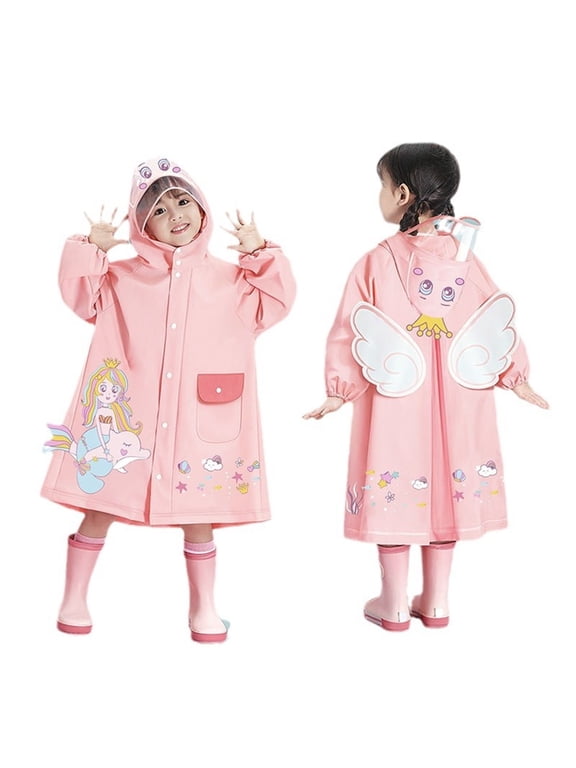 Rain Coats For Kids Boy Girl 3-10 Years Old Kids Lightweight Outdoor Play Rain Wear With Prints Waterproof Raincoat 3-4 Years