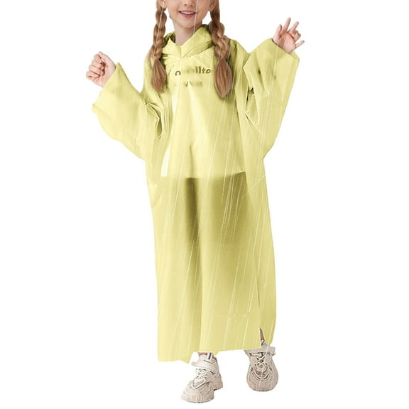 Yuncity Rain Coats For Kids Boy Girl All Seasons Lightweight Comfortable Ages 5-12 Years Raincoat Rainwear Yellow One Size