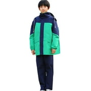 YUNCITY Rain Coats For Kids Boy Girl Pants Set Full Body Coverage Rain Suit School Outdoor Activities Youth Water Gear Raincoat Rainwear Green 13-15 Years