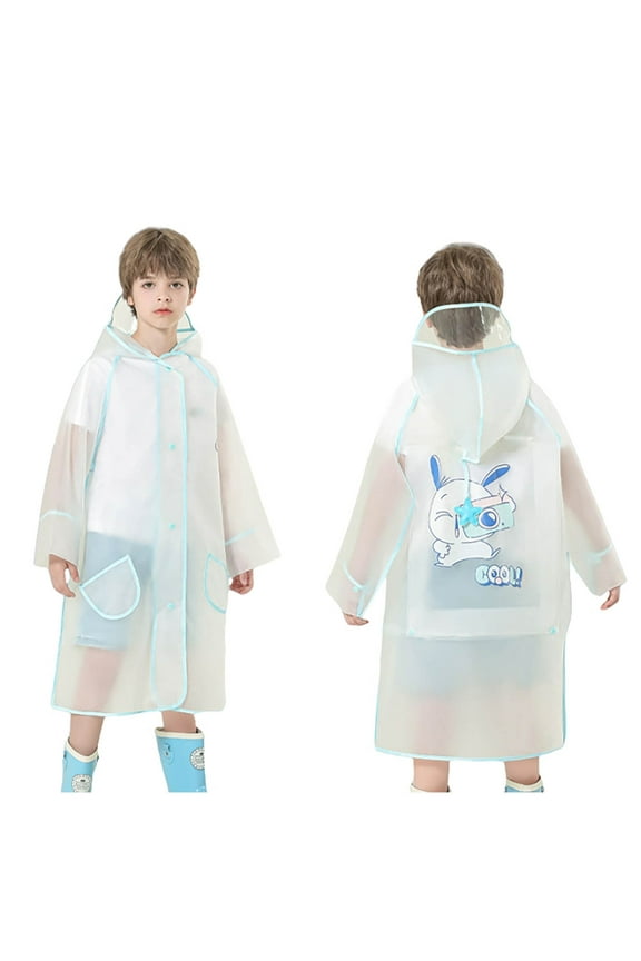 Rain Jacket Boys Girls Plain Color Buttoned Thick Poncho Rain Ponchos Waterproof Raincoat 8-10 Years