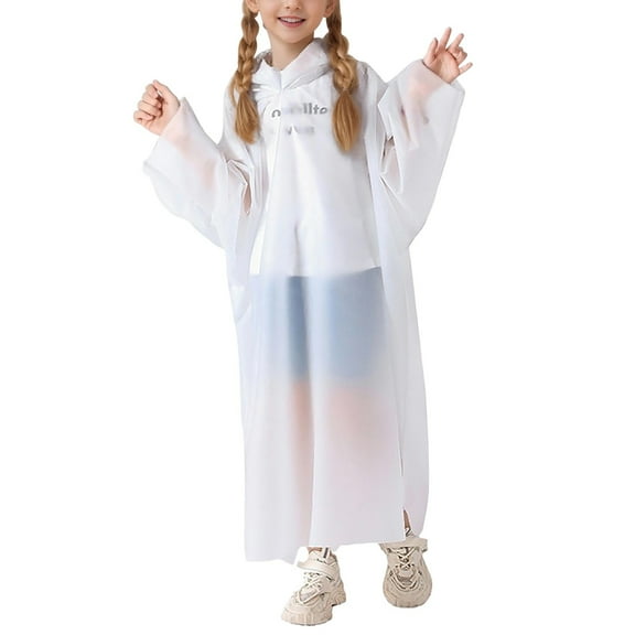 Yuncity Raincoat For Boys Girls All Seasons Lightweight Comfortable Ages 5-12 Years Rainwear White One Size