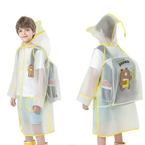 Yuncity Raincoat For Girls Boys Plain Color Buttoned Thick Poncho Rain Ponchos Waterproof Rain Jacket 12-14 Years