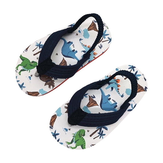 Yuncity Sandals Toddler Boy Graphic Print Flip Flops Flat Bottom Non Lightweight Summer Breathable Relax Daily Wear Boy's Sandal Size 1-2 Years Beige
