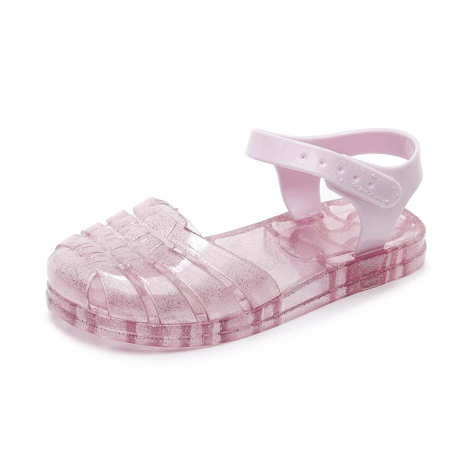 Yuncity Toddler Girl Sandals Solid Color Sequin Close Toe Soft