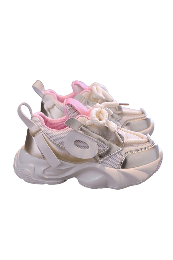 Sneakers Toddler Boys Girls Mesh Lace Up Platform Lightweight Breathable Athletic Outdoor Daily Wear Kids Shoes Size 9-9.5 Years White