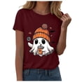 thumbnail image 1 of Yuncity Summer Shirts For Women Halloween Ghosts Graphic Tshirt Short Sleeve Crew Neck Casual Stylish Outdoor Athletic Tops Size S, 1 of 5