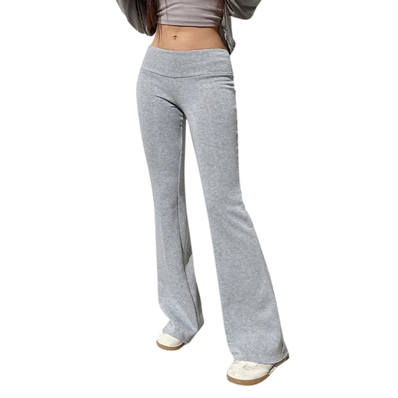 Yuncity Sweatpants Women Fashion Casual Solid Color Knitted Yoga Pants Comfortable Low Rise Slim Tracksuit Pants Womens Sweat Pants Grey L