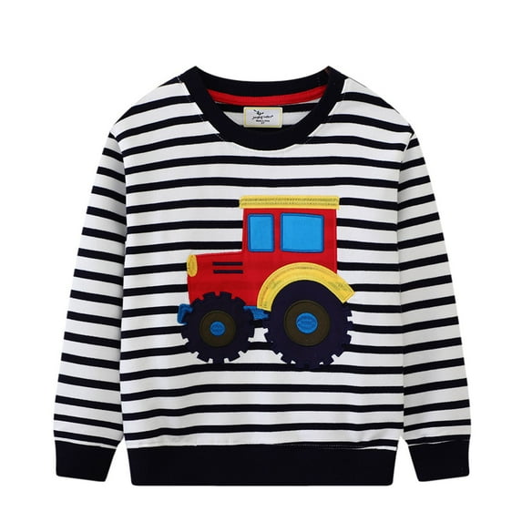 Yuncity Sweatshirts For Boys Toddler Dinosaur Long Sleeve Pullover Crewneck Shirts Cartoon Tee Sport Tops For Kids Sweatshirt 4-5 Years
