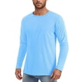 thumbnail image 1 of Yuncity Tees For Men Ice Silk Casual Style Crew Neck Long Sleeve Solid Color Summer Leisure Outdoor Daily Wear Men's T-Shirts Size XL Blue, 1 of 3