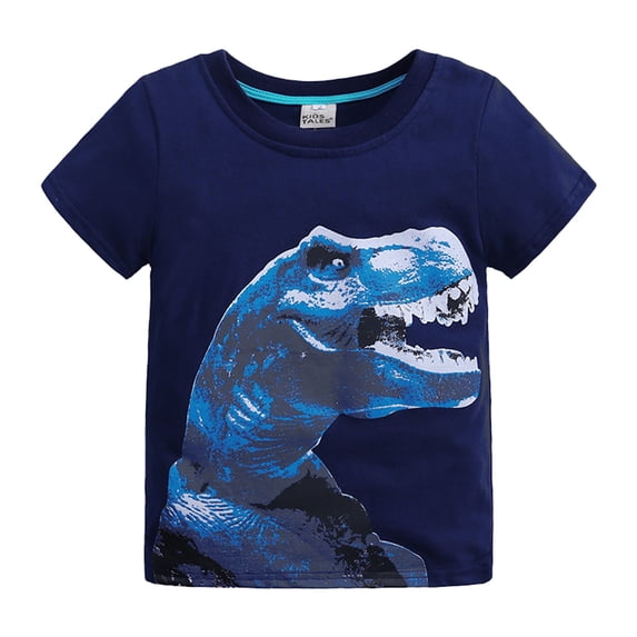 Yuncity Toddler Boys Girls Tshirts Short Sleeve Crew Neck Dinosaur Print Summer Clothes Daily Wear Kids Tees Size 2 Year-3 Years