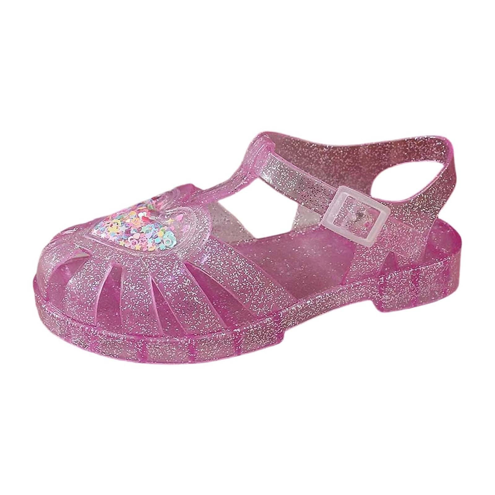 Yuncity Toddler Girl Sandals Solid Color Sequin Close Toe Soft