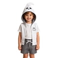thumbnail image 1 of Yuncity Toddler Halloween Outfit Sleeveless Zip Hooded Cute Ghost Vest Drawstring Shorts Kids Holiday Fall Casual Dress Up 2 Pieces Set, 1 of 7